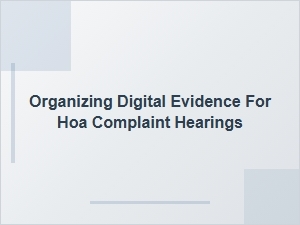 Organizing Digital Evidence for Hoa Complaint Hearings